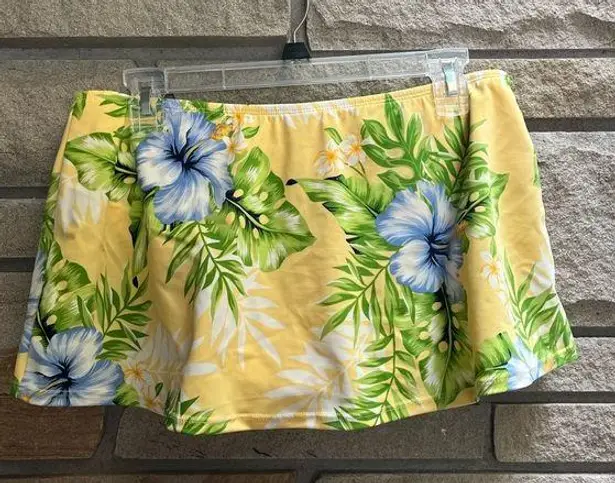 Jantzen Vintage Skirted Swimsuit Bottom Butter Yellow Tropical Floral 14