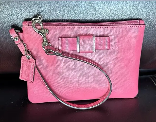 Coach Darcy bow wristlet with box & shopping bag included Pink