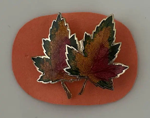 Double Maple Leaf Enameled Pin Green