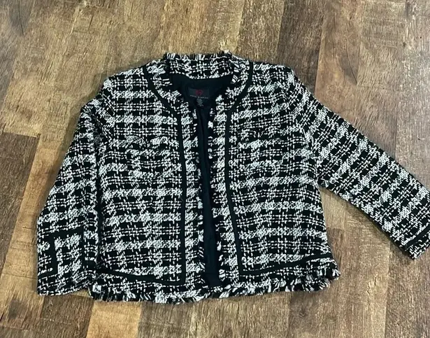 True Meaning Tweed Blazer Jacket Black & White with details Size XL