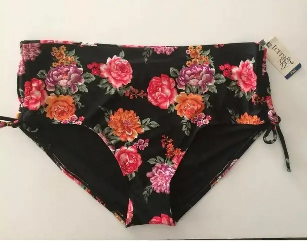 Terra & Sky Womens Bikini Bottoms Size 3X Multicolor Black Floral New