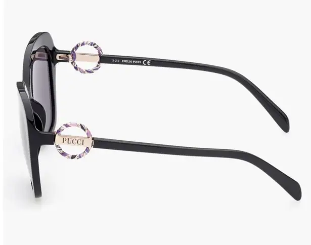 Emilio Pucci 58mm Butterfly Sunglasses Shiny Black Smoke