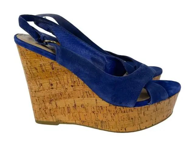 DOLCE VITA Women’s Jill Open Toe Slingback Wedge Sandal Suede Blue Size 10