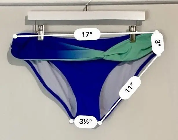 Women’s Ombré Twist Front Bikini Swim Bottoms Blue Size XL NWOT