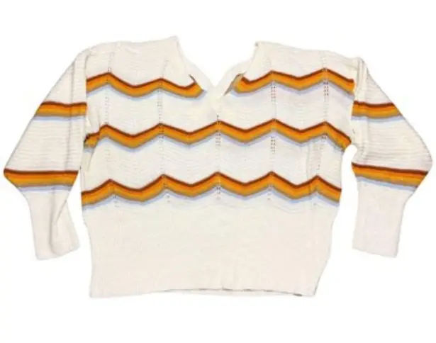 Full Circle Trends FCT With Love Sweater Ivory Striped Vintage Style Women's 1X