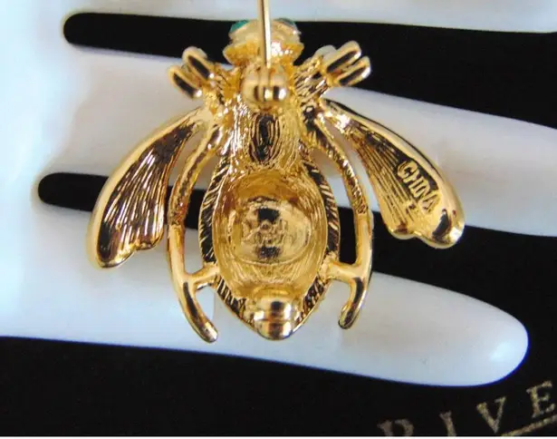 Joan Rivers Evil Eye BEE PIN BROOCH Gold Plate Circles Multi Color Pave Crystal