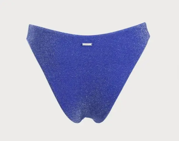 Berlook Navy Lurex Underwire Bikini Top and Navy Solid Lurex Bikini Bottom 32 Blue Size L