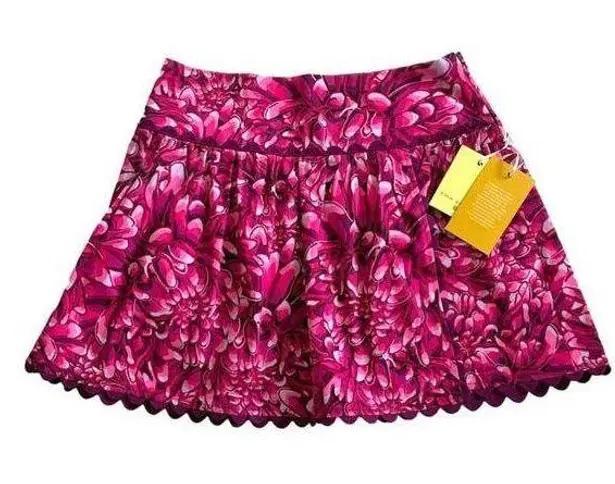 Kika Vargas X Target Skirt Pink Mum Floral Scalloped Edges Pockets Mini Size 8