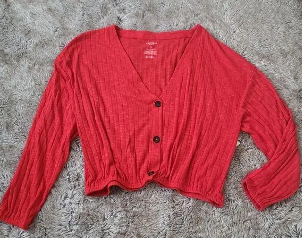 Arizona Jeans Arizona Jean Co Ribbed Button Down Crop Top Red Size XL