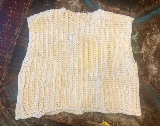 Vintage Fashion Be Yourself Crochet Vest Open Front Boho NWOT White Size M