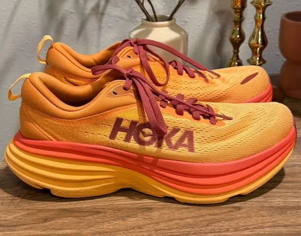 Hoka One One Women’s 8.5B Amber Haze Bondi 8 Shoes Running Walking Performance