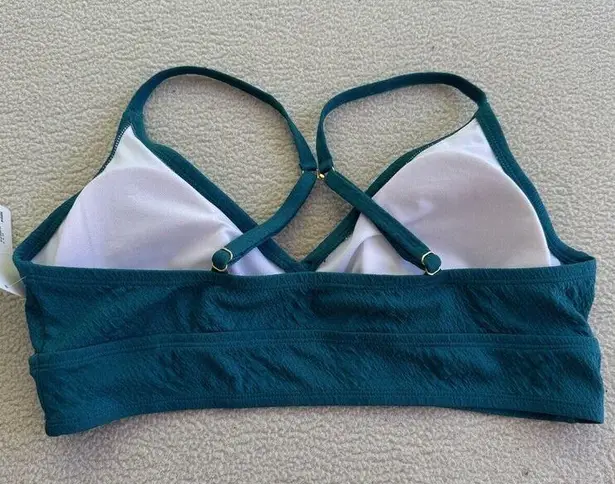 Freshwater Bikini Banded Long Top Sz M Adjustable Strap Teal Snakeskin Texture Green Size M