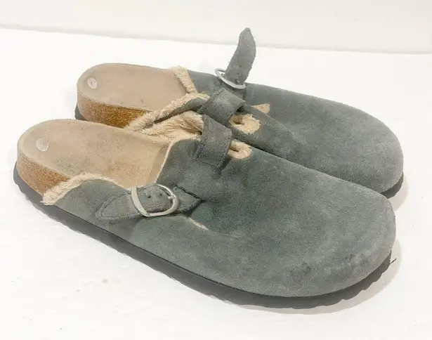 L.L.Bean  Size 10 Green Leather Suede Slip on Clog Mule Buckle