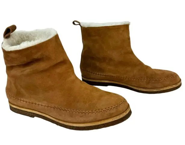 Jenni Kayne Suede Moc Shearling Lined Slip On Ankle Snow Boots Tan Size 39