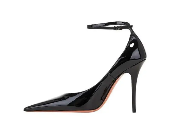 Amina Muaddi Anok 105 Patent Pumps in Black 41 With Box Womens High Heels