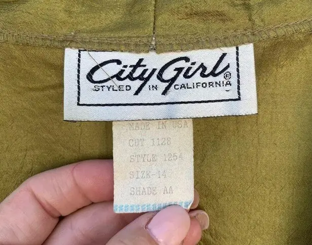 Vintage 80s olive green windbreaker open front jacket Size L