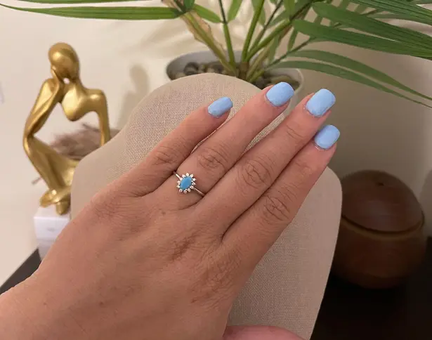 SIZE 6 925 Crown Natural Turquoise Cubic Zirconia Ring Silver