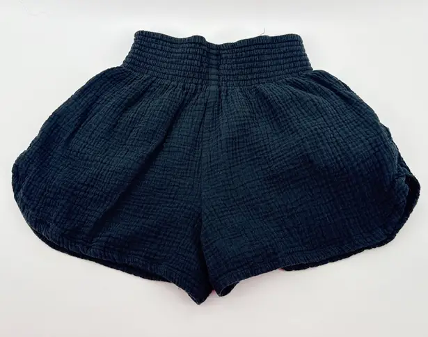 Marine layer Marine Layer Cali Double Cloth Black Gauze Smocked Shorts Beach Summer Small