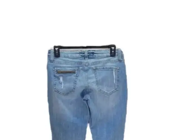 Eunina Sz 27 Blue Denim Jeans Skinny Mid Rise Destructed Adorable