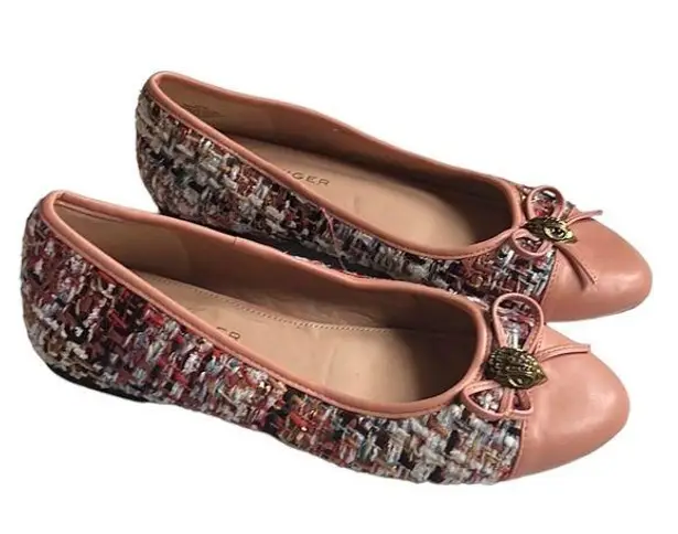 Kurt Geiger London Esme Embellished Tweed Flat Shoes Size 39.5/8.5
