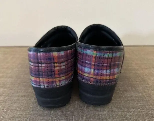 Sanita Womens Professional Clog Shoes Plaid Purple Size 38~US 7 Slip On Comfort