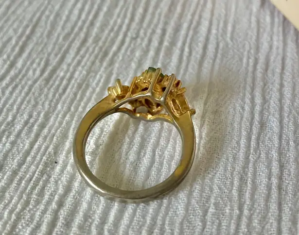 UNCAS Jade Leaf Marquise Gold Ring “Leifa” Green Earthy Bohemian Victorian Femme Jewelry