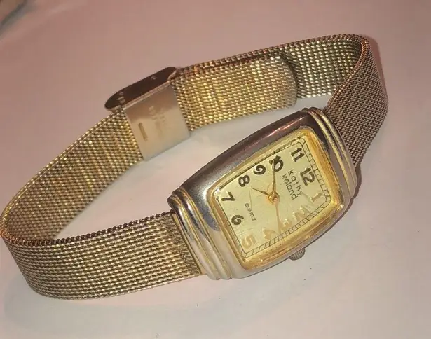 Kathy Ireland Vintage Mesh Stainless Steel Gold Tone Watch Wristwatch
