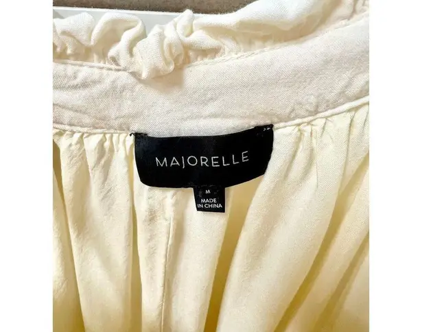 Majorelle Sleeveless Tie Shoulder Pleated Maxi Slip Dress Cream Women's Size M