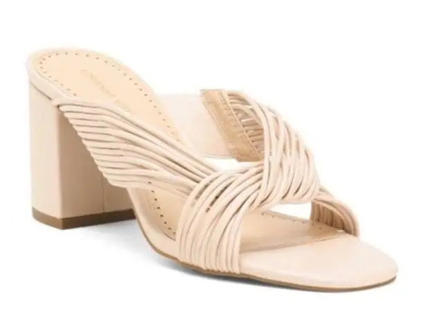 Adrienne Vittadini NEW Annalee Ivory Strappy Sandal Mule Heel, Size 9.5