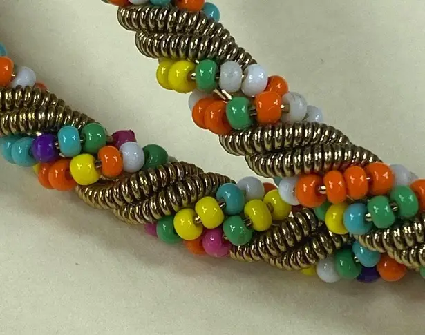 Beaded Bangle Bracelets Set of 2 Women Multicolor Seed Beads