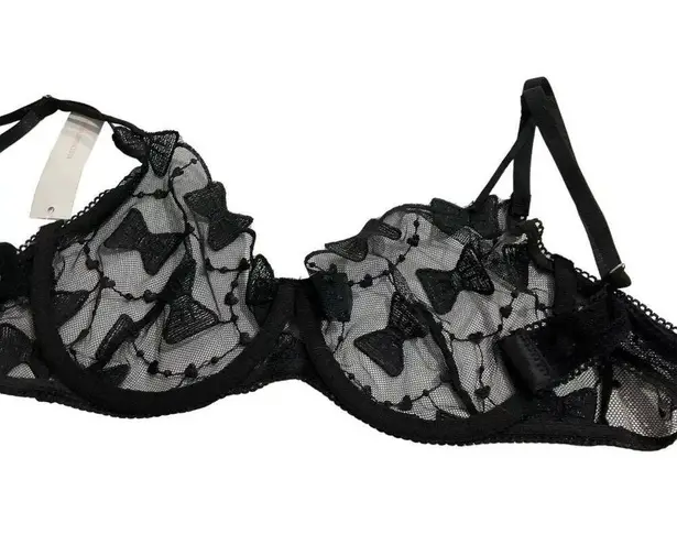 Nina Bonheur Black Lace Unlined Bra Women's Size Large NWT | 10E