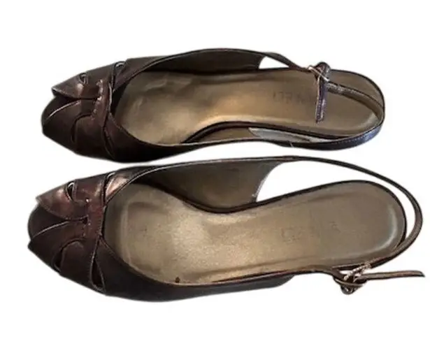 Vaneli Brisk Dark Tortoise Patent Slingback Peep