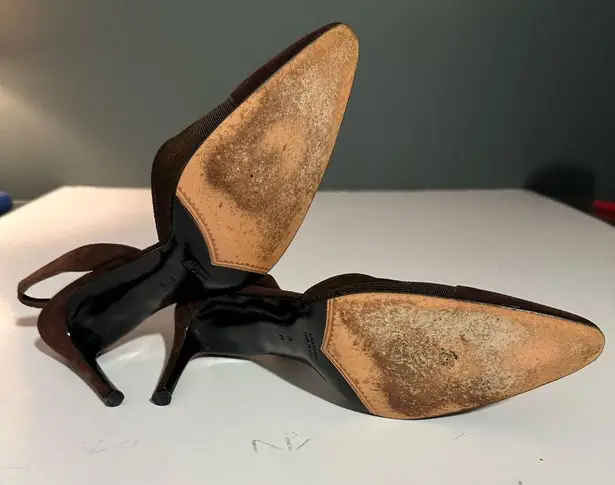 Saint Laurent Yves  Brown Slingback Pumps Sz 9M