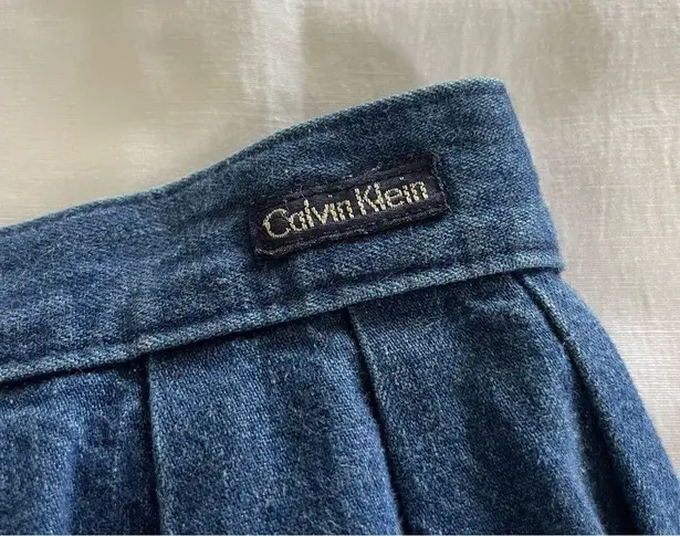 Calvin Klein Vintage  Denim Skirt Blue Midi Skirt Womens Size 10 Cotton USA Boho