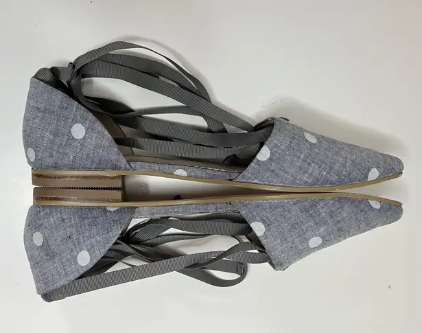 Boden USA Boden Florence Polka Dot Pointed Toe Ankle Strap Flats Gray EU 38/US 7