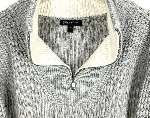 Banana Republic  Oversized Half Zip Sweater Cashmere Blend Heather Gray Medium