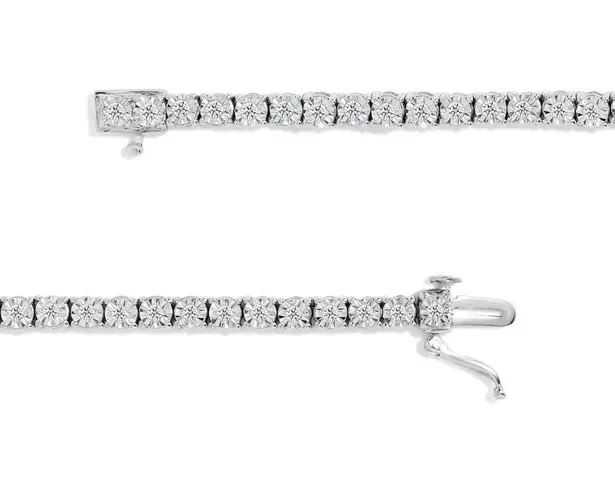 Brilliance NIB Haus of  .925 Silver 1.0 Cttw Diamond Facet Bezel Tennis Bracelet