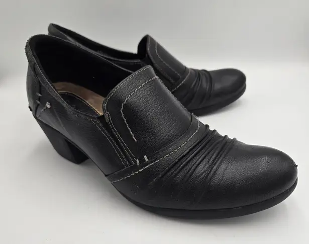 Earth Origins Women Loafers Leather Black SlipOn Sz 8.5 M Derby Shoes Block Heel
