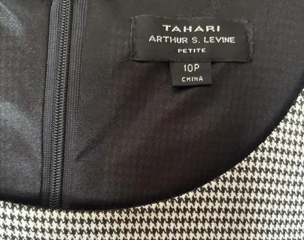 Tahari ASL Arthur Levine Sheath Dress Womens 10P Petites Multicolor Houndstooth