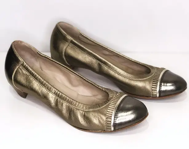 AGL Attilio Giusti Leombruni Pleated Pump Metallic Gold Size 5.5