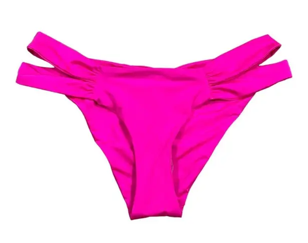 Voda Swim Women's Side Shirred Hipster Swimsuit Bottom Size L in Bright Pink Size L