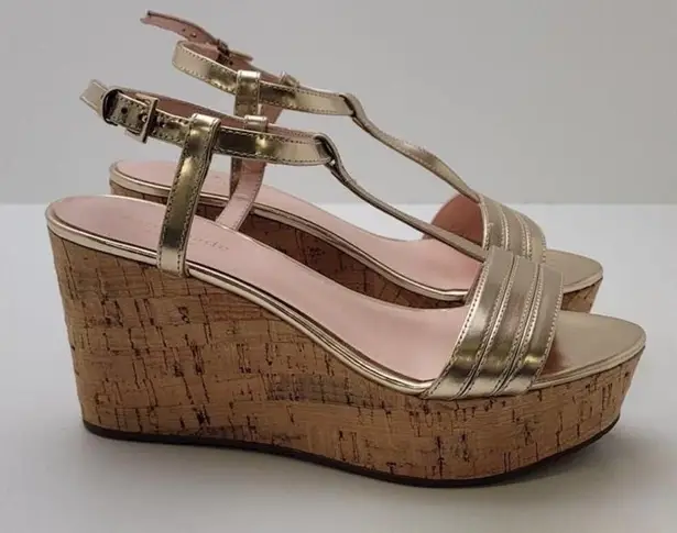 Kate Spade  Tallin Metallic Gold Cork Wedges - size 7.5