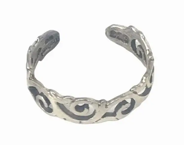 925 STAMPED STERLING SILVER WAVES IN THE WIND ADJUSTABLE TOE RING SIZE XS