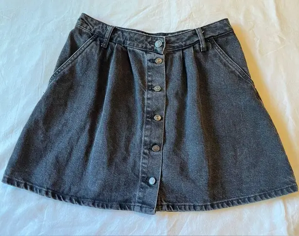 ZARA  Basic Dept Z1975 Denim Pleated Mini Skirt in Black Size M Y2K EUC