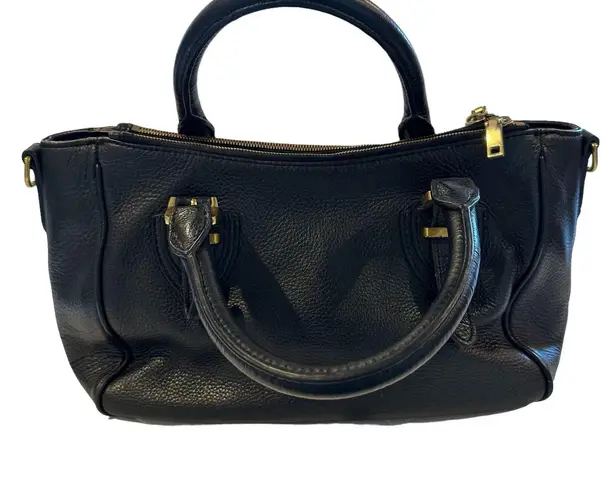 J.Crew Black Leather Satchel Minimalist Hand Bag