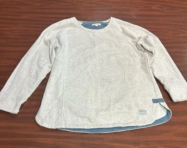 Orvis  Womens Size Large Cream Crew Pullover Sweatshirt With Fabric Patches