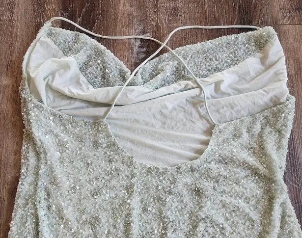Retrofete X REVOLVE Mich Dress in Mint Aqua Green Size XL Beaded Sequins NWT