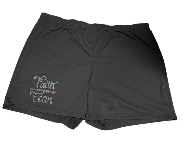 5/$35 Faith over Fear Womens Shorts Sz 4XL Black Dot Print Sleep Workout Lounge