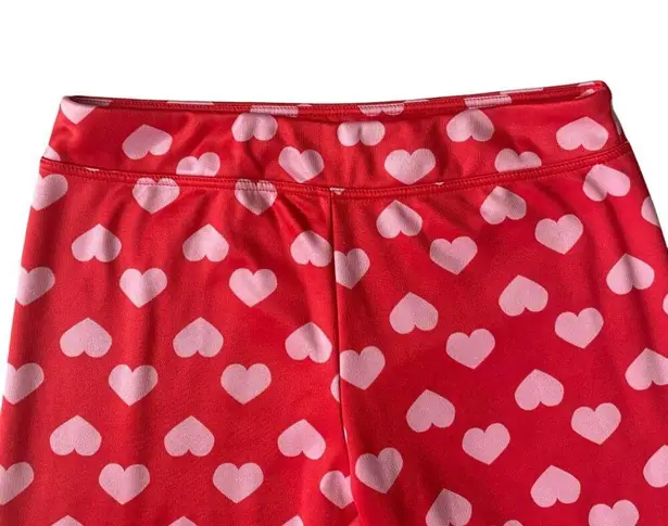 Serra women's XL red with pink hearts stretchy pull on pajama lounge pants
