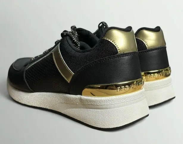 Breath Walker Lady Acupressure Sneakers in Black/Gold Black Size 8.5